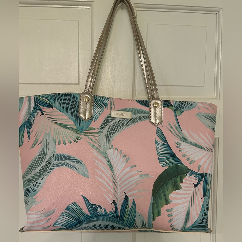 Spartina 449 Tropical Cabana Leaf Pink Tote